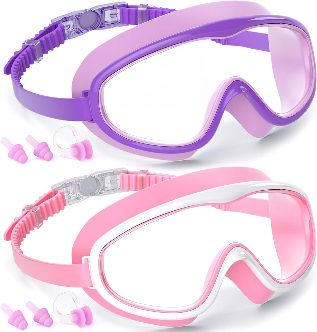 COOLOO Kids Swim Goggles for Age 3-15, 2 Pack Kids Goggles for Swimming