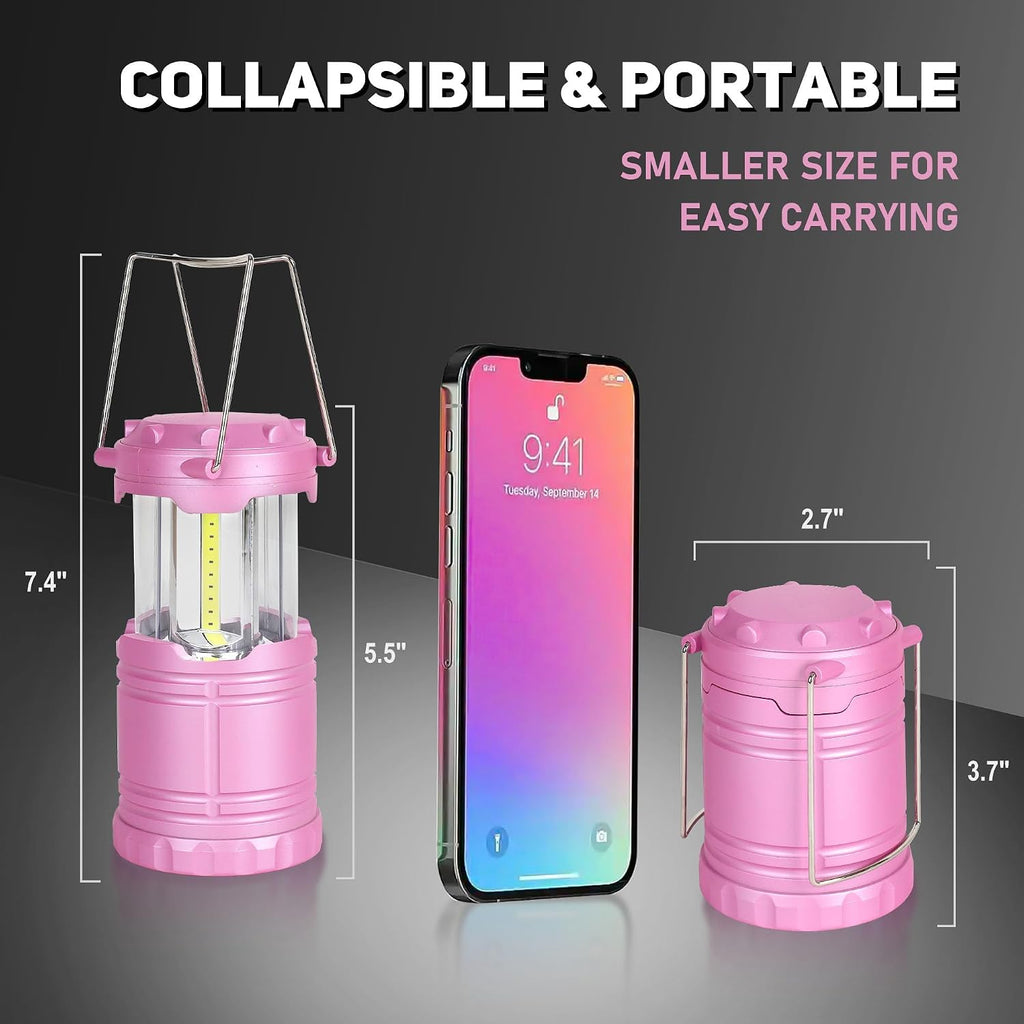 4-Pack Mini LED Pink Camping Lantern