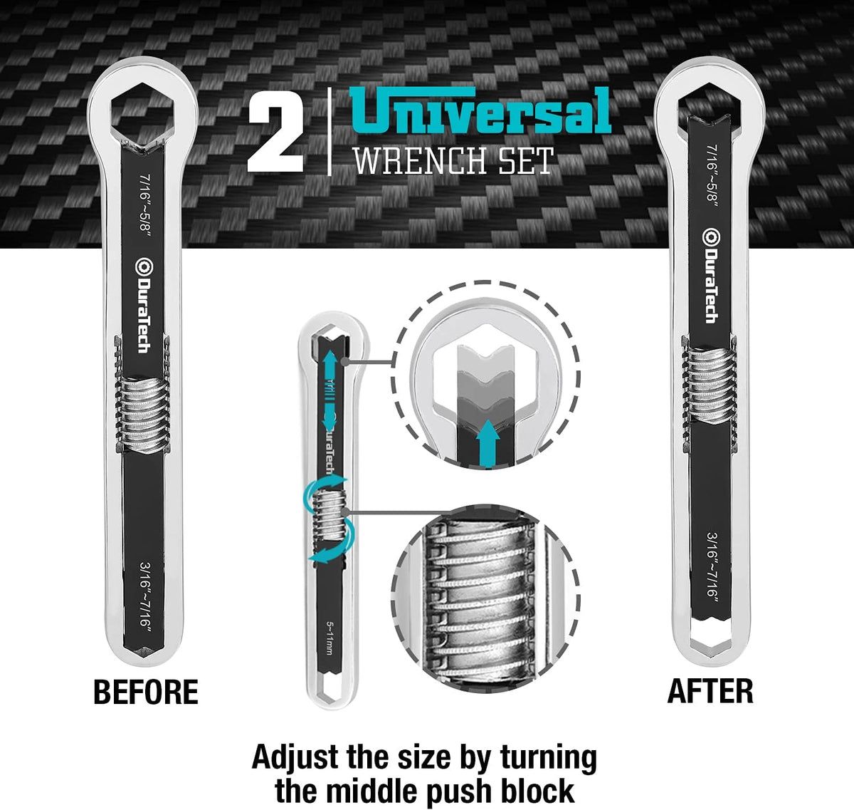 DURATECH Adjustable Wrench Set, 8-inch & 10-inch, 2 Piece