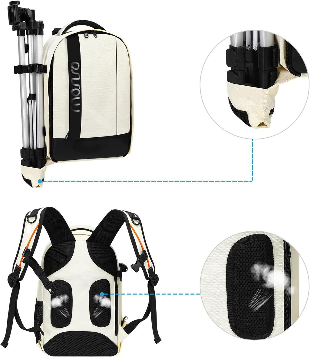 MOSISO Camera Backpack,Photography Backpack Padded Camera Bag, Beige