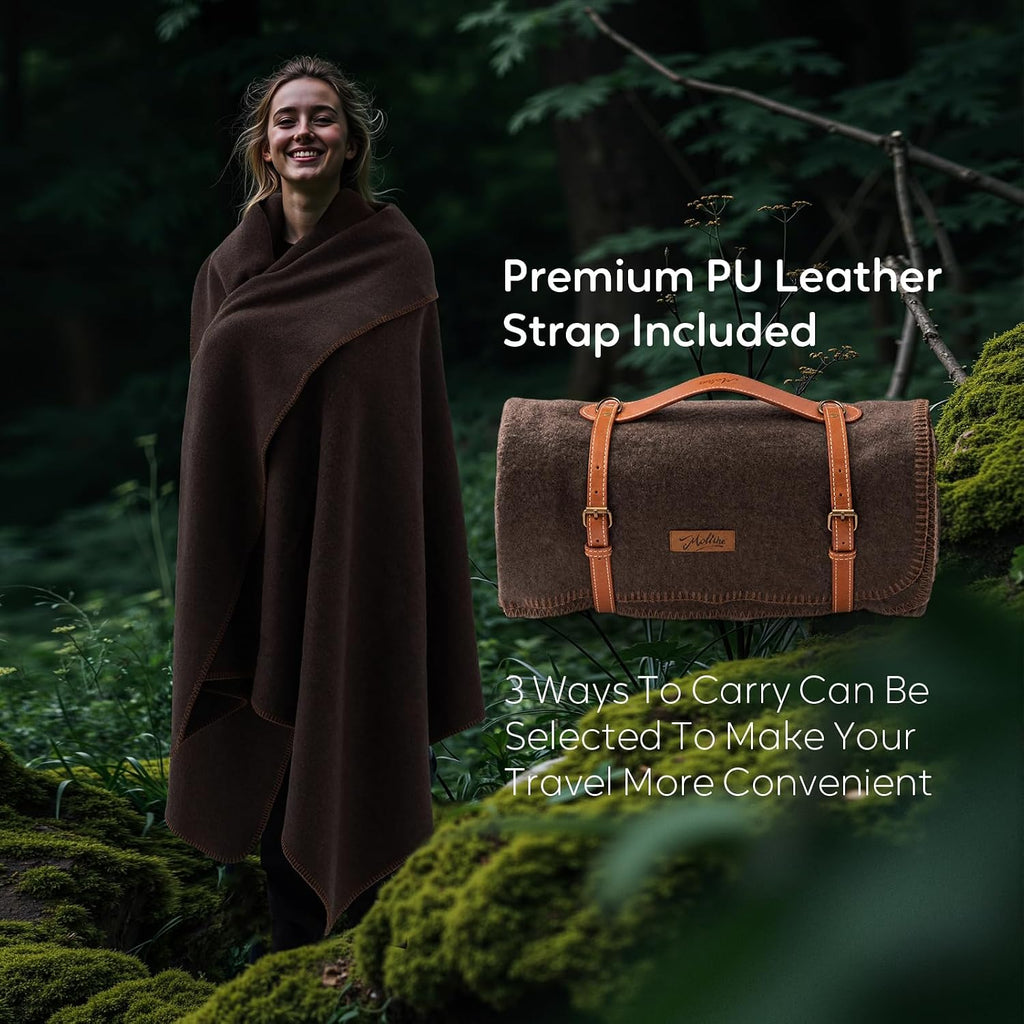 Molithe 100% Wool Blanket, 62" x 86", Warm, Thick, Military, Camping Gear