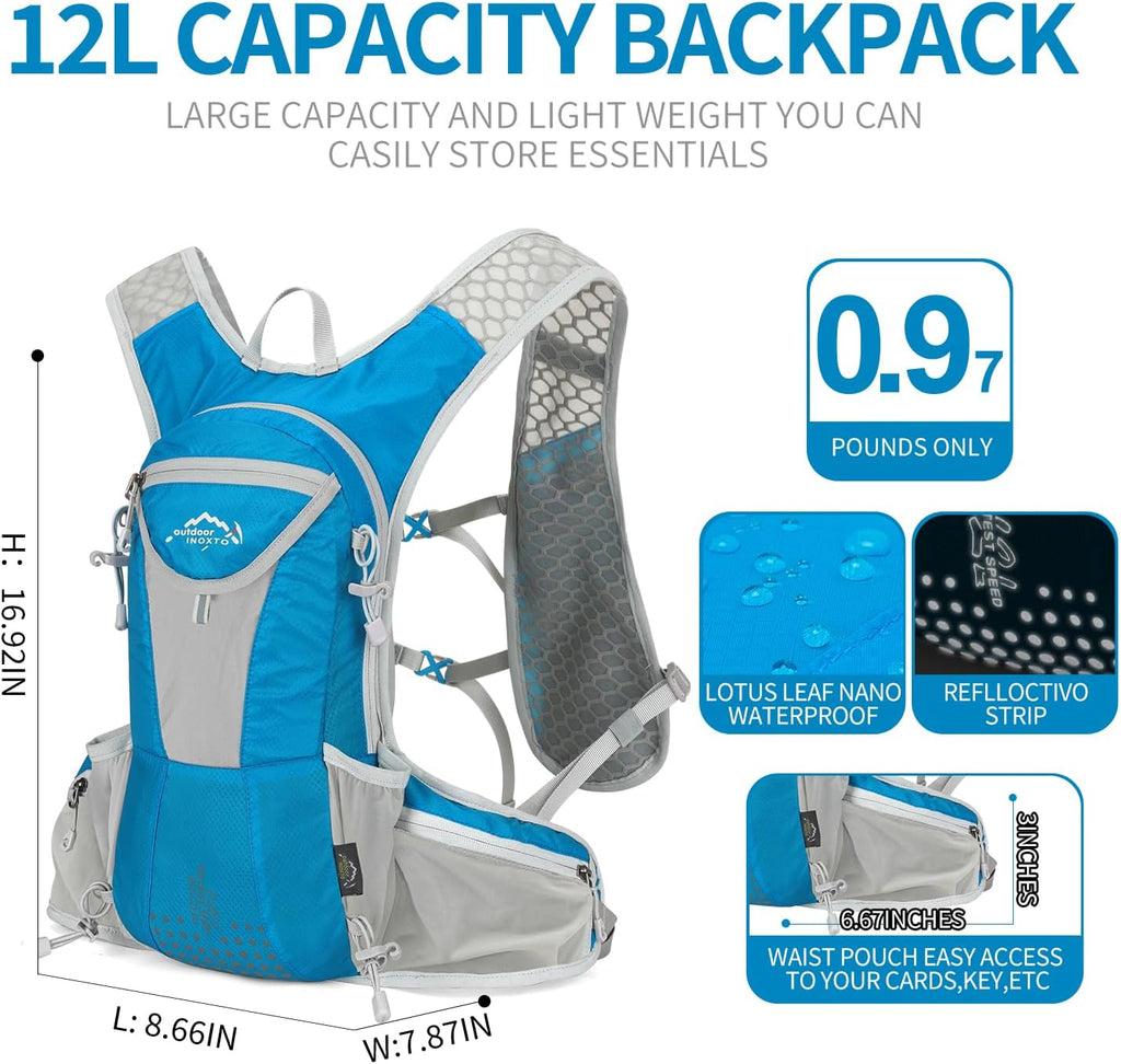 IX INOXTO Hydration Pack Backpack, Lightweight Water Backpack with 2L Hydration Bladder Daypack for Men Women,Running Hydration Vest for Trail Running Hiking Cycling Race Climbing