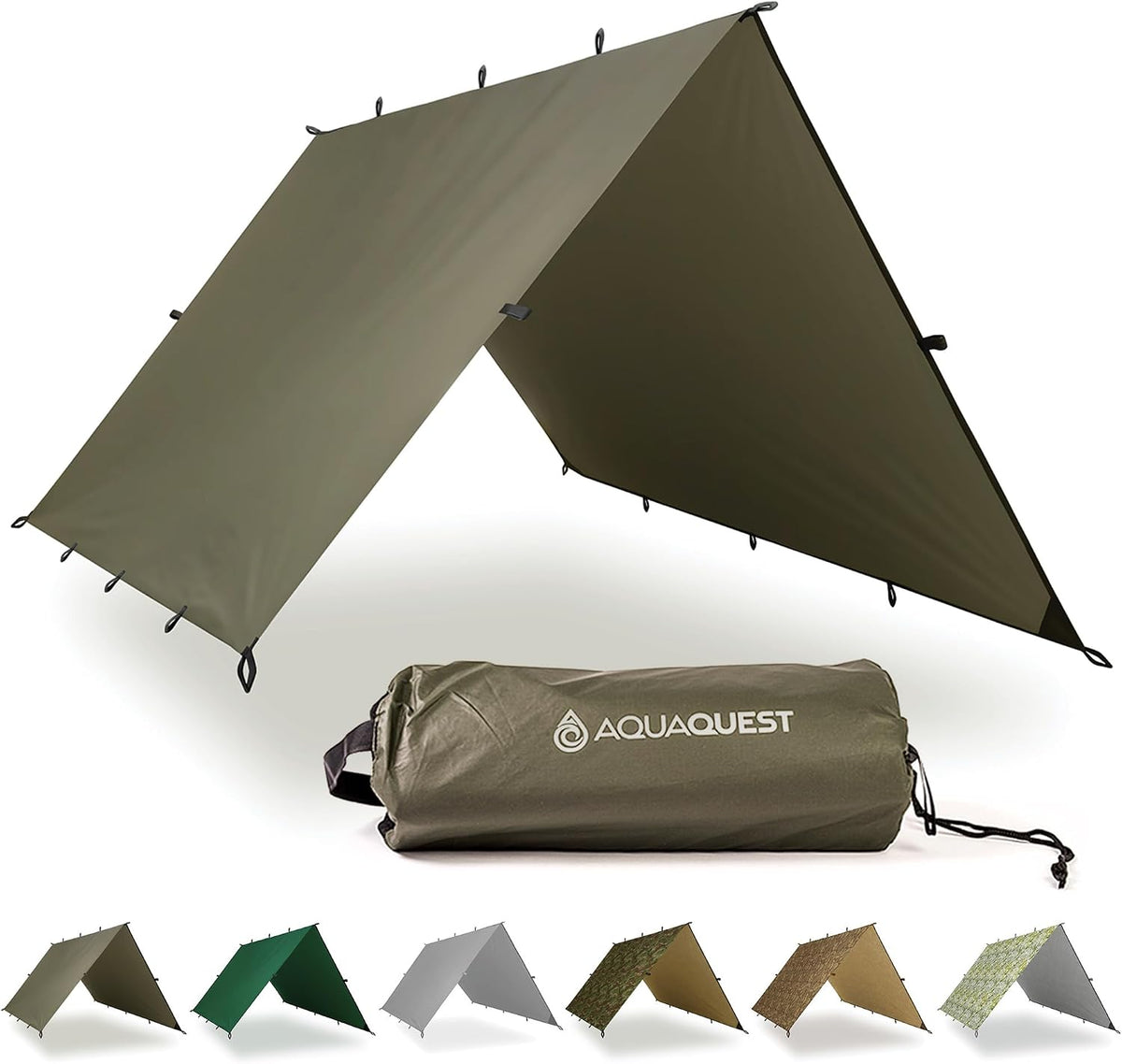 AquaQuest Safari Tarp – Lightweight Waterproof (5,000mm) Seam-Taped Ripstop Rain Fly for Backpacking, Thru-Hiking & Hammock Camping