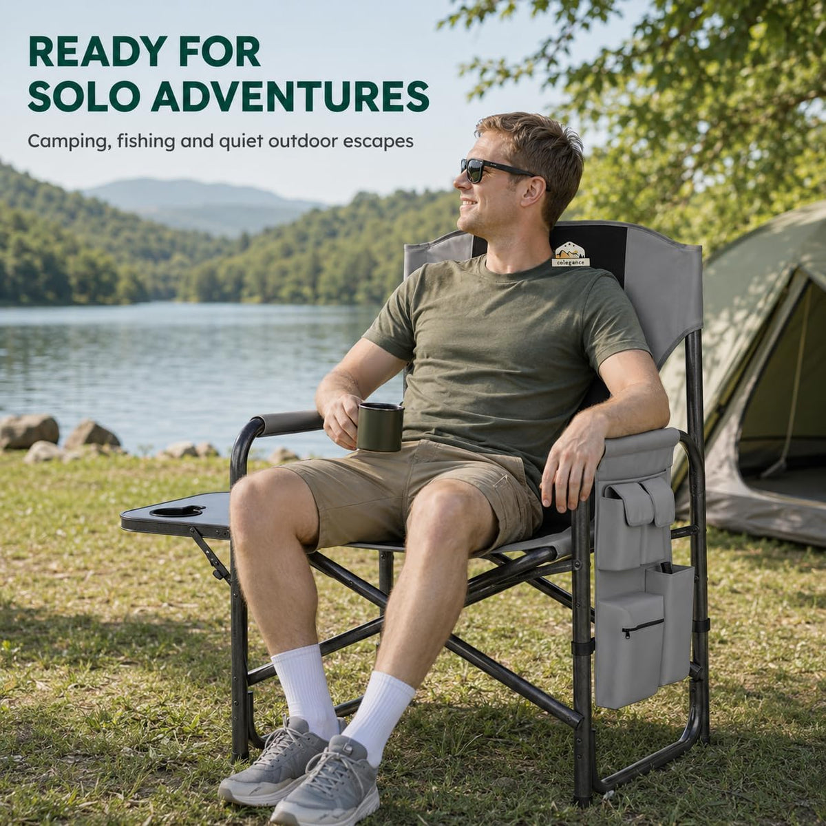 Colegence Oversized Camping Chair, 600-lb Capacity, Heavy-Duty Steel Frame