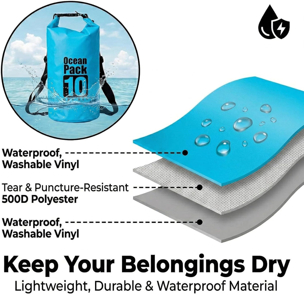 Floating Waterproof Dry Bag for Kayaking Boating Paddle Boarding