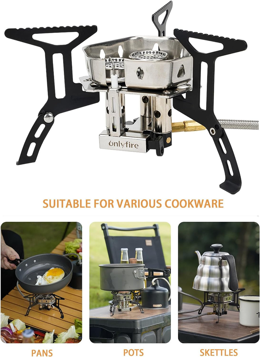 ONLYFIRE OUTDOOR LIVING Portable Camping Stove with 1LB Propane Gas Adapter