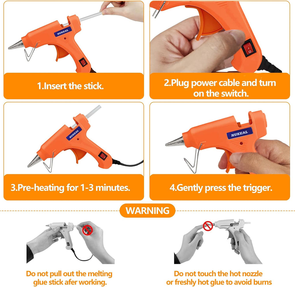 Mini Hot Glue Gun Kit 12 Pieces, Hot Melt Glue Guns for Kids School Craft Project DIY Arts and Home Quick Repairs, 20 Watts, 6 Colors (Navy Blue, White, Green, Orange, Red, Sky Blue)