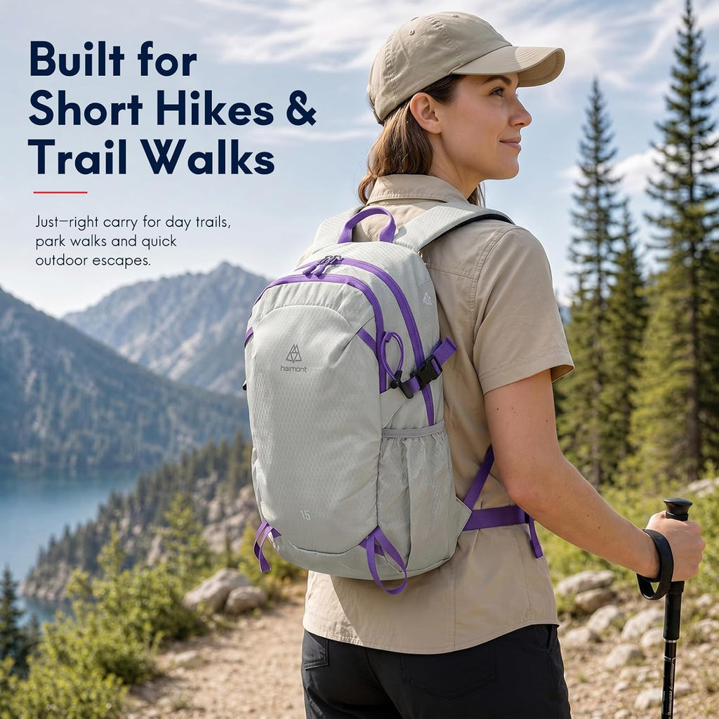 Haimont 15L Lightweight Hiking Daypack, Grey