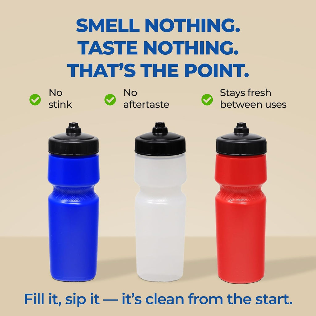 Rolling Sands USA Made 24 oz Sports Squeeze Water Bottles, 8 Pack, BPA-Free, Easy Drink One Way Flow Valve, Fits Most Bike Cages, Dishwasher Safe, Durable, Reusable and Lightweight, Variety