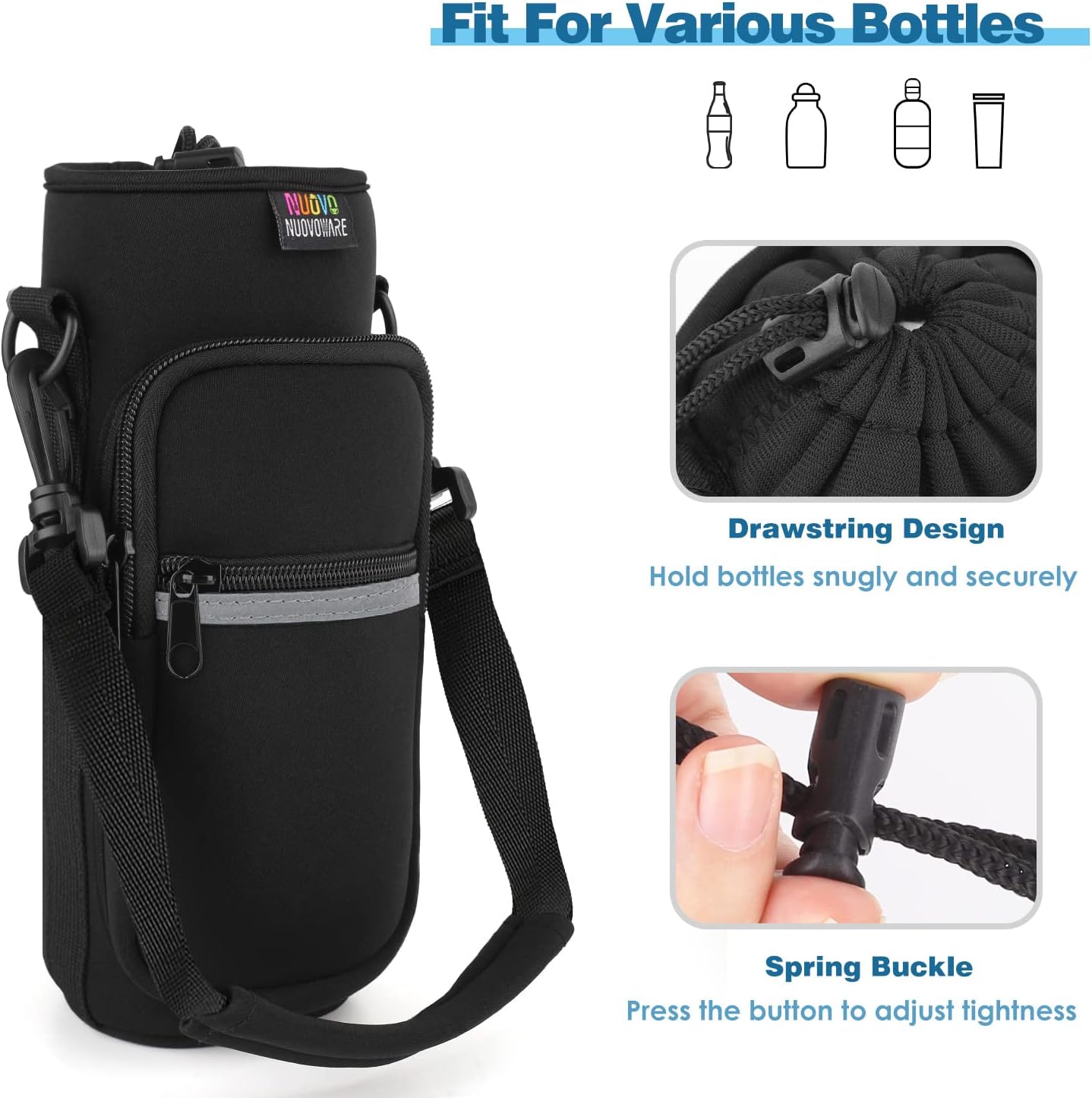 Nuovoware Water Bottle Carrier Bag, 25oz/32oz, Black