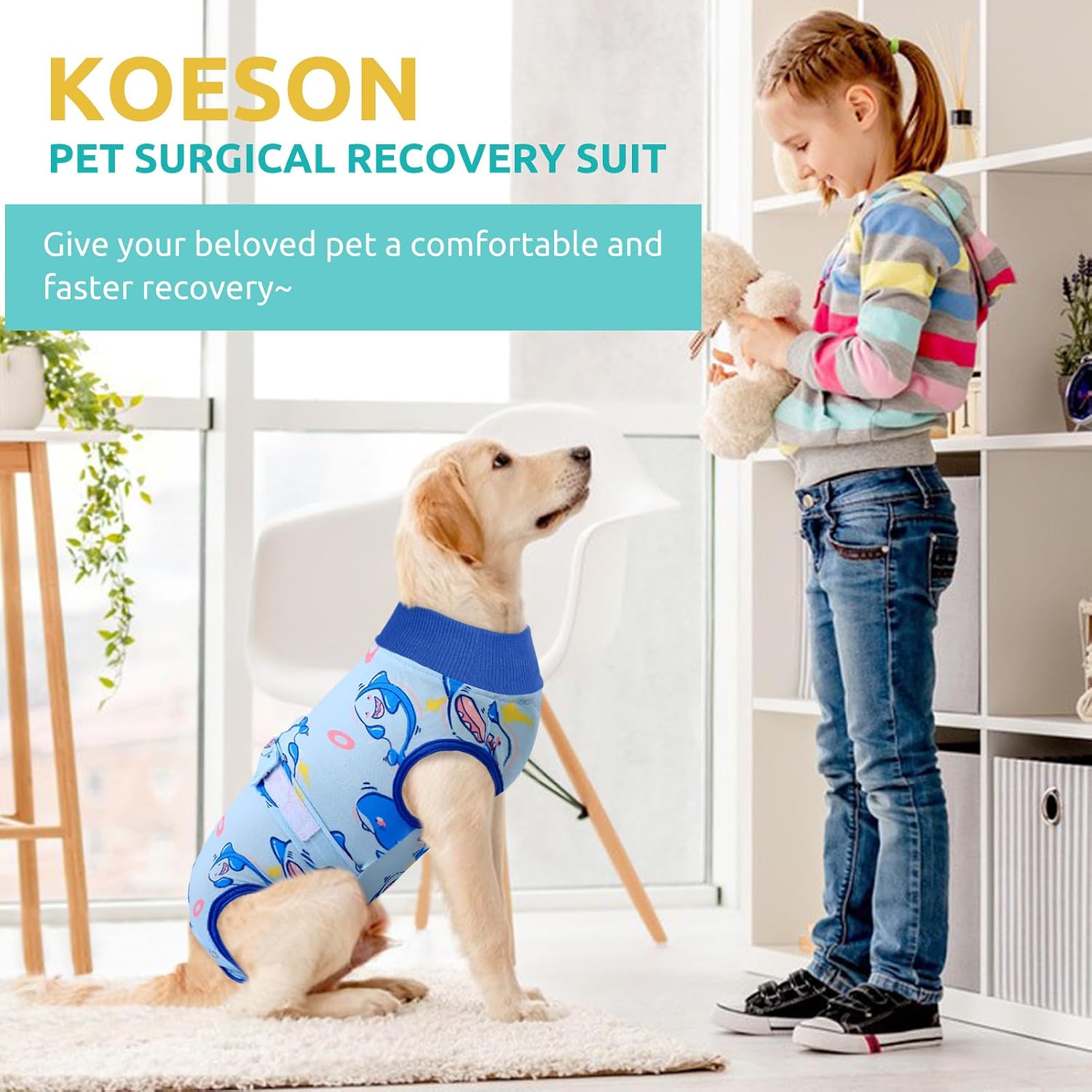 KOESON Lightweight & Soft Surgery Recovery Suit for Large Dogs Female Male