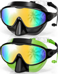 Aegend Swim Goggles with Nose Cover, 2 Pack Wide View Swimming Mask Anti-Fog/UV