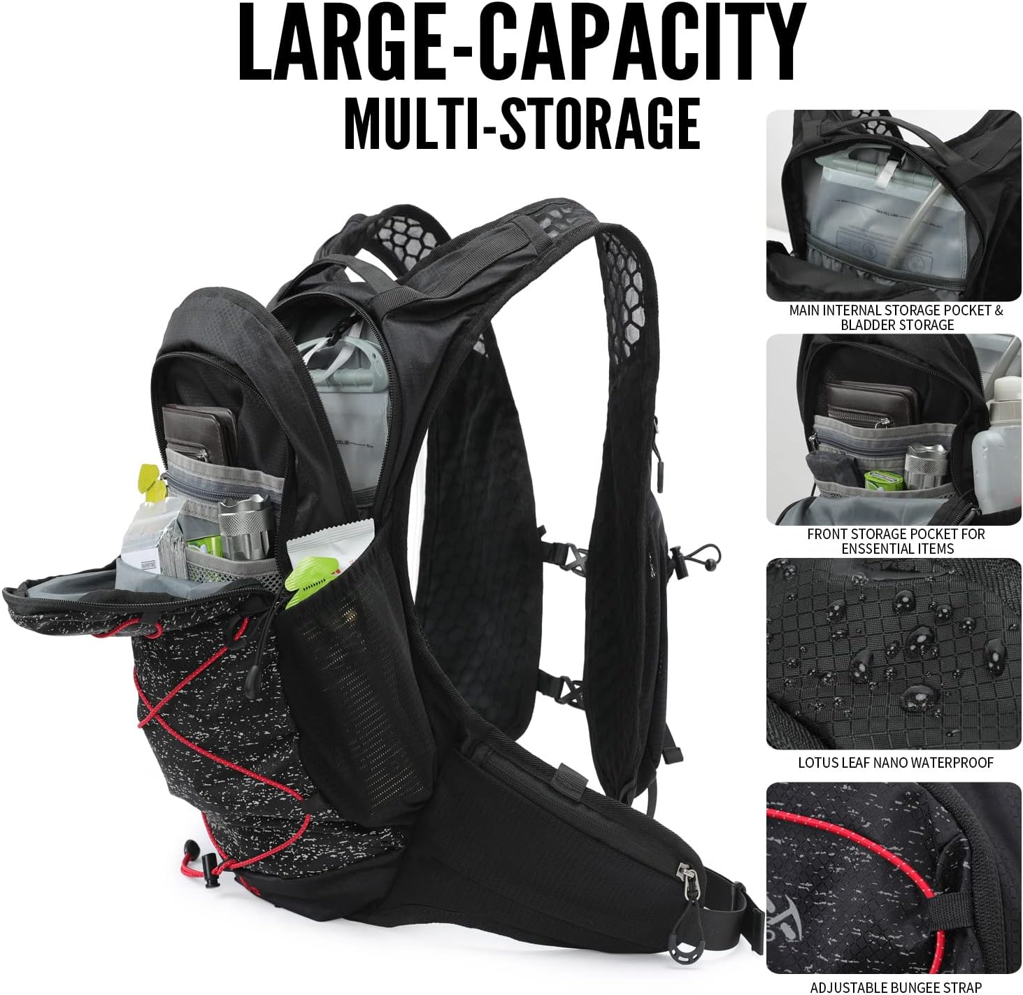 IX INOXTO Hydration Pack Backpack, Lightweight Water Backpack with 2L Hydration Bladder Daypack for Men Women,Running Hydration Vest for Trail Running Hiking Cycling Race Climbing