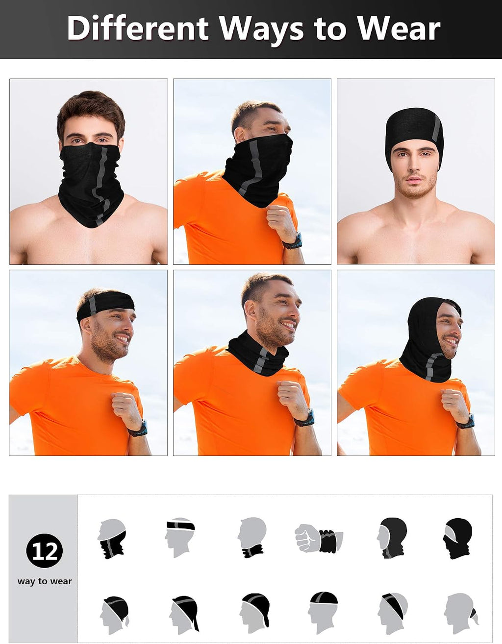 SATINIOR 8 Pack Reflective Neck Gaiters UV Protection Cooling Face Masks