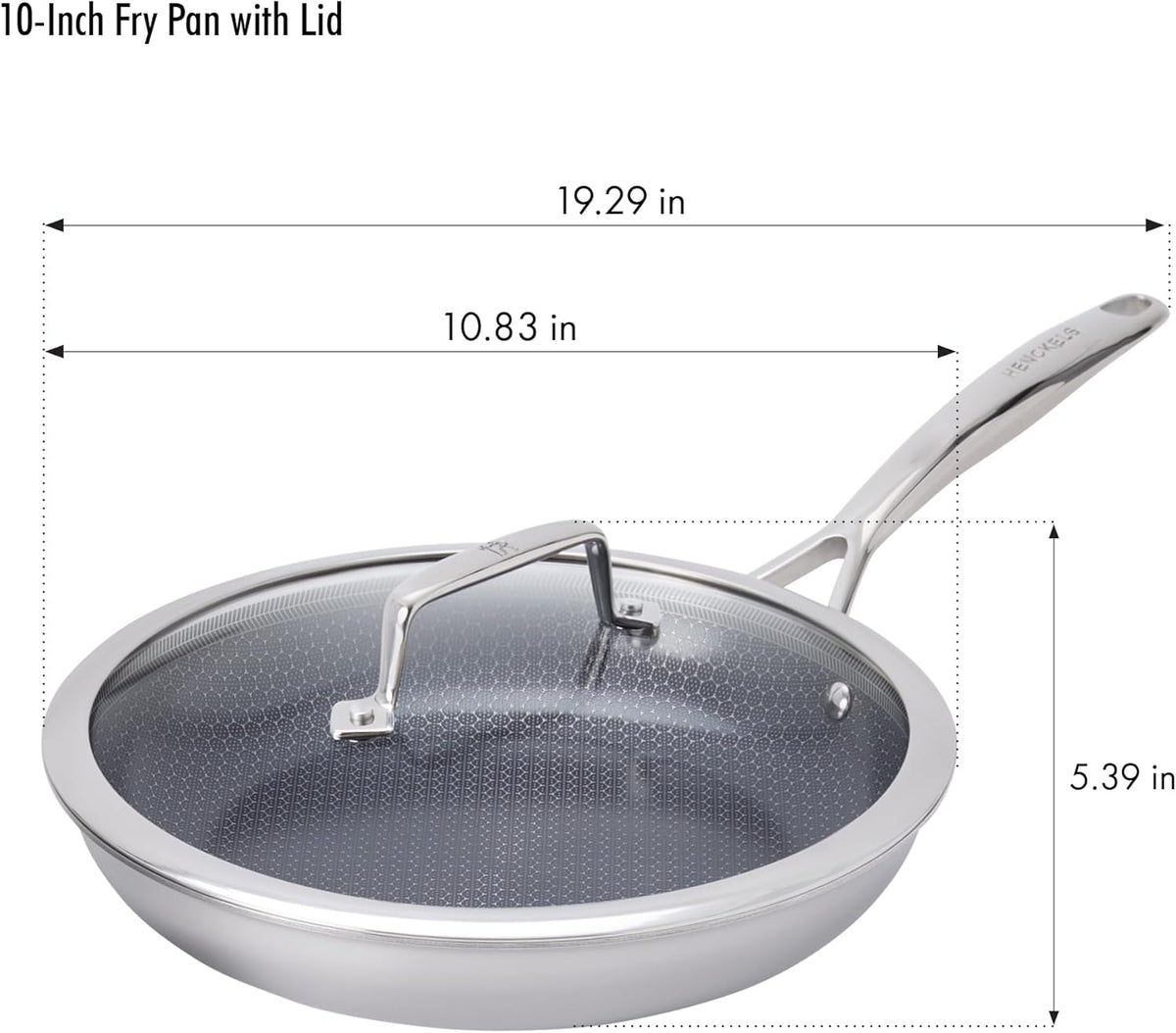 HENCKELS Paradigm Stainless Steel 6 Pc Fry Pan Set, Tri-Ply Ceramic Nonstick Fry Pan Set, Non Toxic Induction Fry Pan, Metal-Utensil & Dishwasher Safe