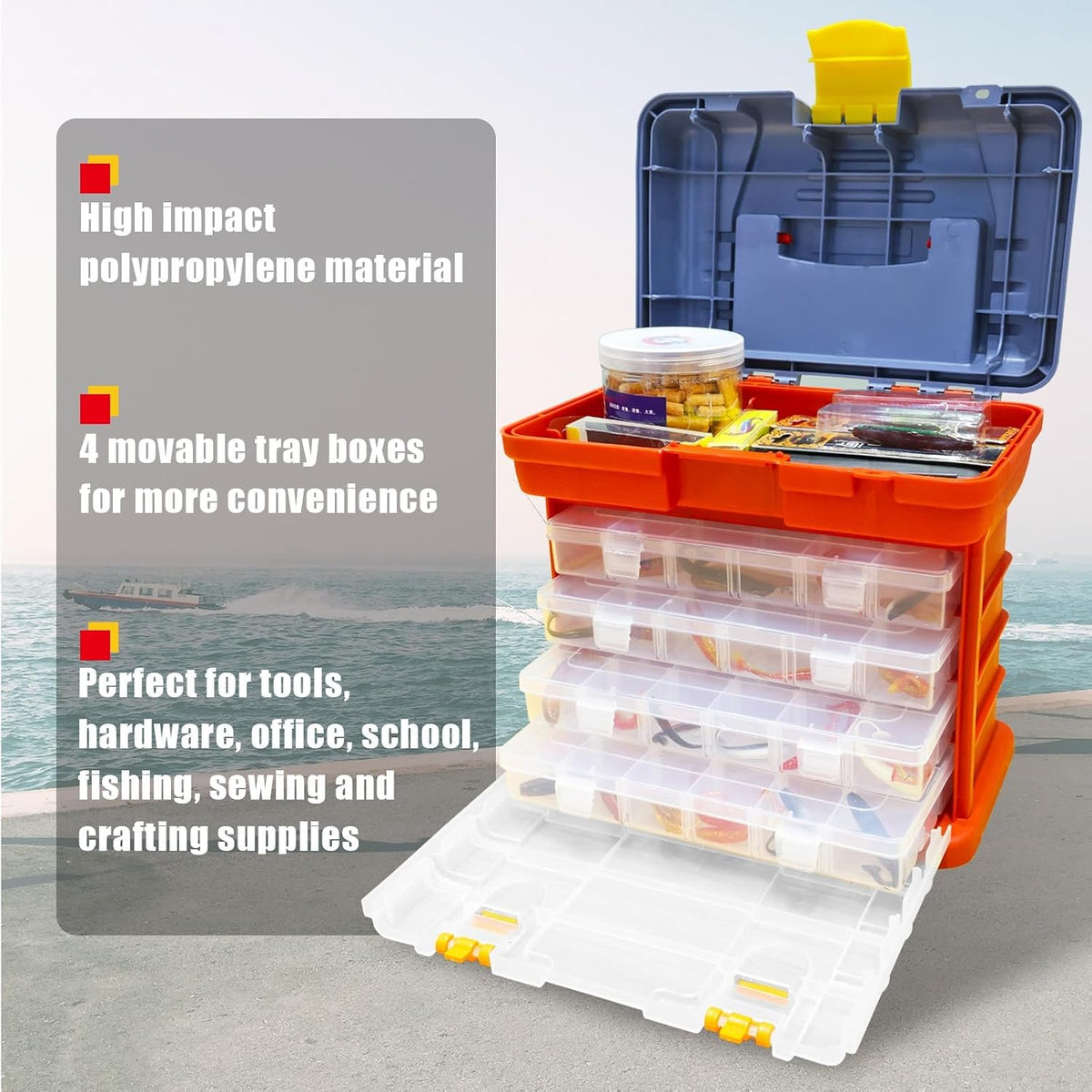 Torin Portable Tool Box, Small Parts Organizer with Drawers, tackle box