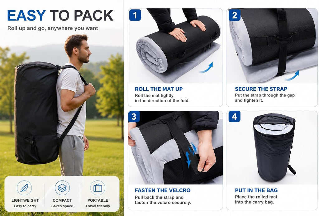 Foam Camping Mattress, Portable Sleeping Pad with Carrying Bag