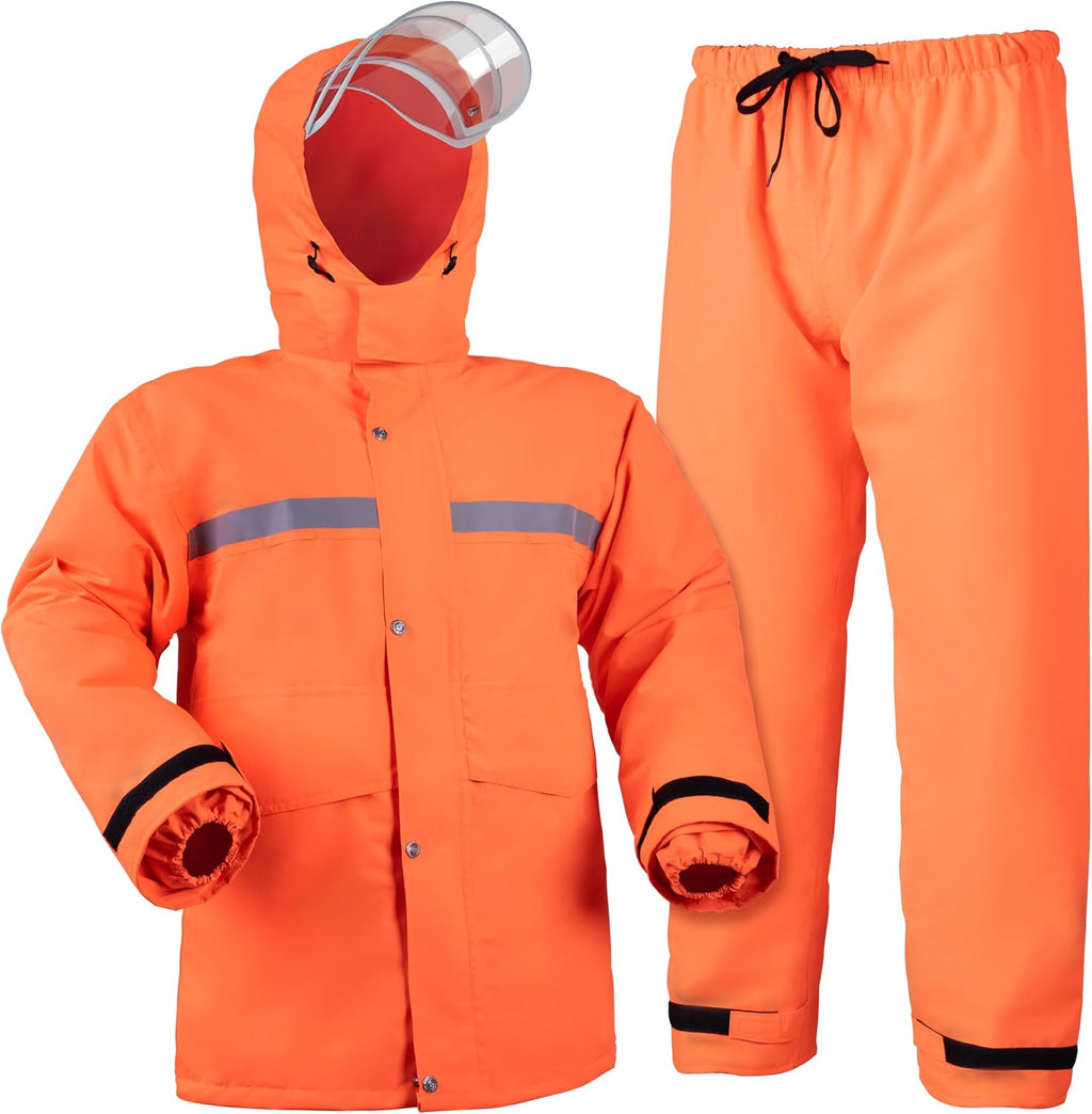 Coralrain Rain Suit Safety Waterproof Rain Jacket and Trouser Suit Raincoat With Hood lining For Men Women Adults Breathable