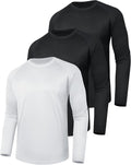 3 Pack Long Sleeve Shirts for Men - Quick Dry Moisture Wicking UV Sun Protection T-Shirts for Fishing Workout Athletic Gym