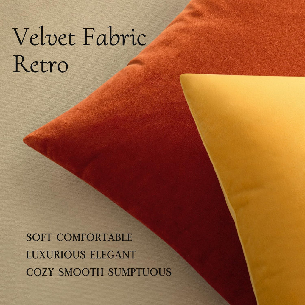 MIULEE Velvet Fall Throw Pillow Covers 18x18 Inch Pack of 2 Burnt Orange