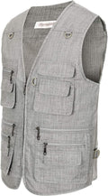 Hbufnha Men's Casual Safari Travel Vest 16 Pockets Outdoor Work Vest Sleeveless Jacket Fishing Hiking Photograph