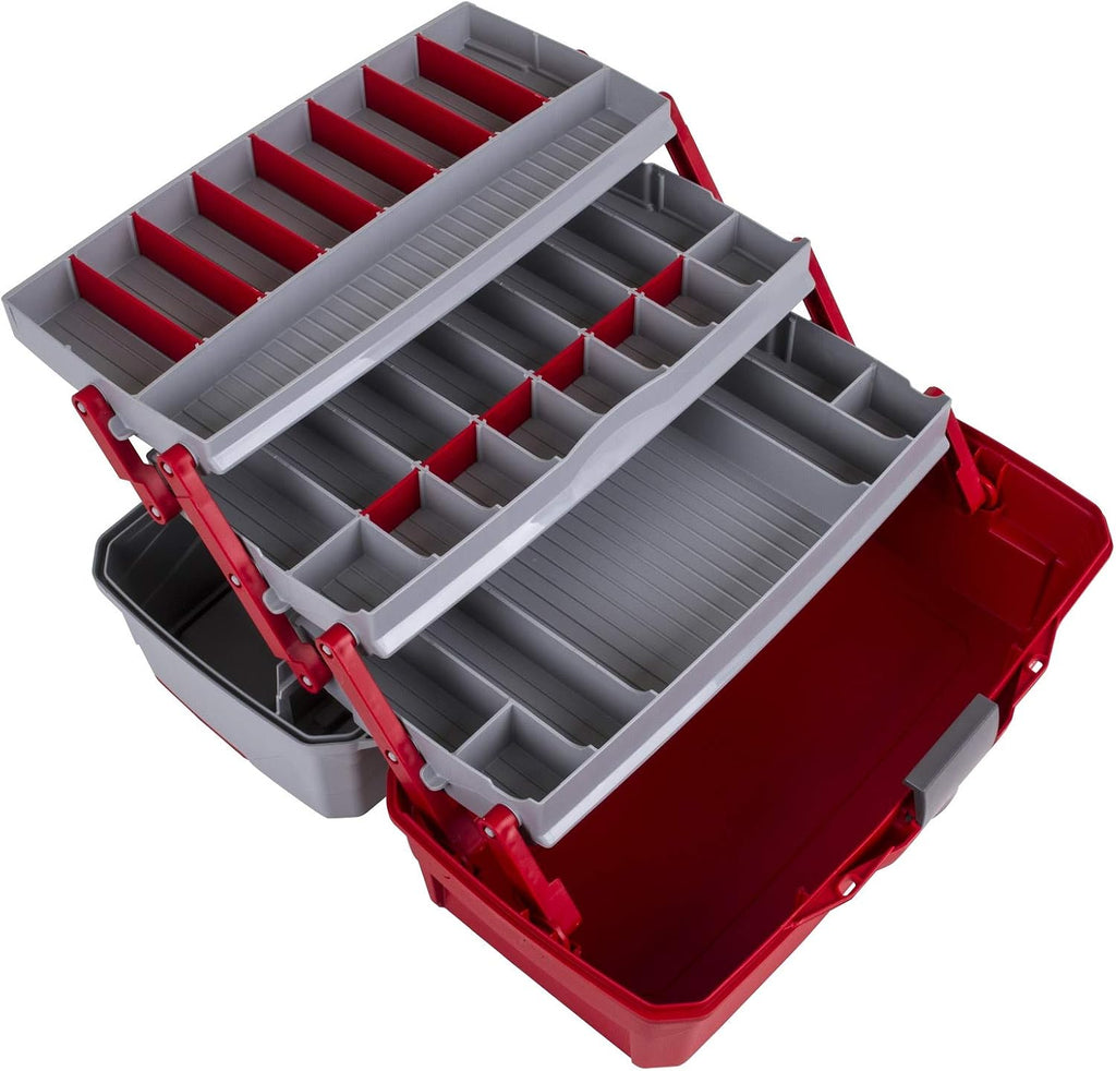 Flambeau Outdoors 6383 3-Tray Tackle Box, 32 Compartments, Red and Gray