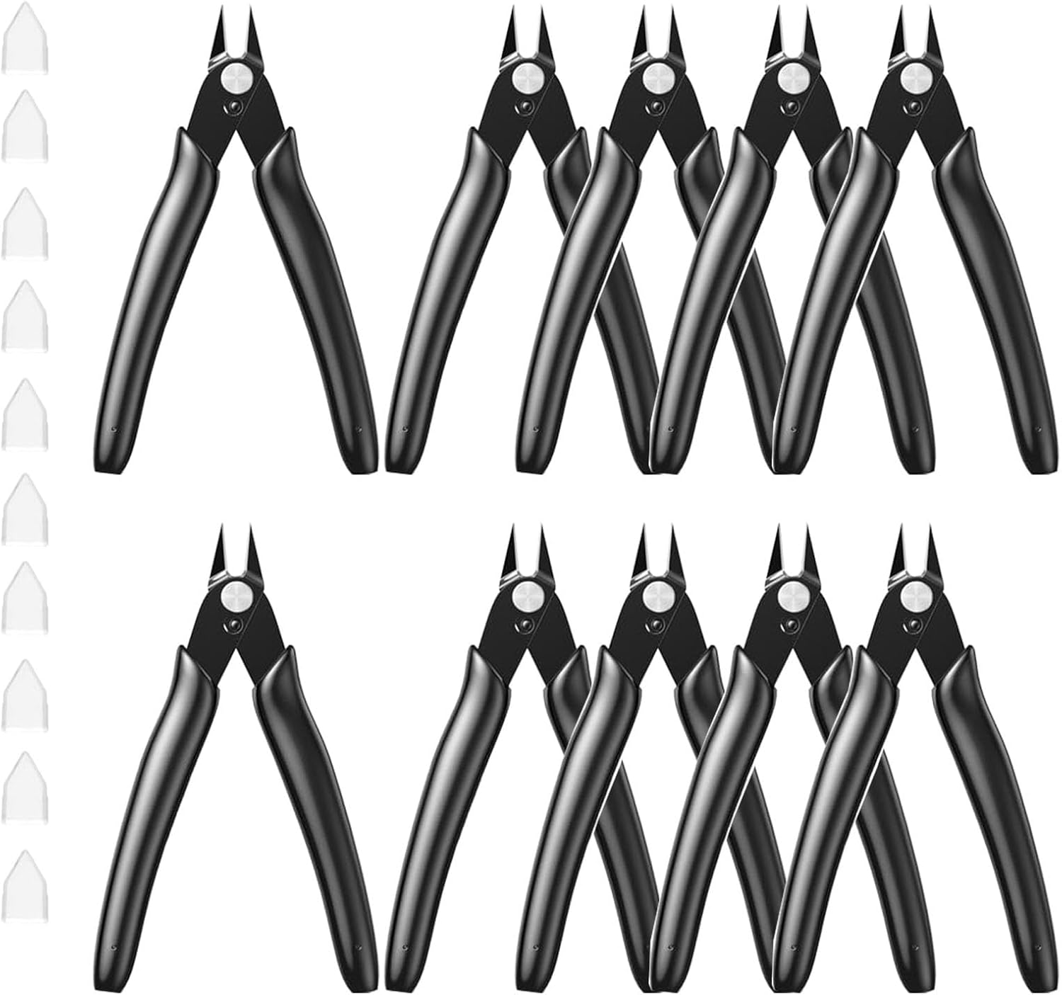10 Pack Small Wire Cutters for Jewelry Making 5 Inch Model Nippers Filament 3d Print Snips Zip Tie Flush Cutter for Soft Copper Wire, Crafts, Floral, Electronics, Black