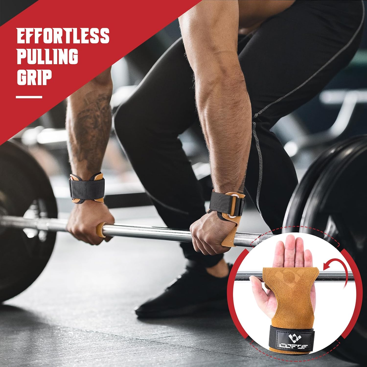 Weight Lifting Wrist Strap, Double-Layer Leather for Deadlift Powerlifting