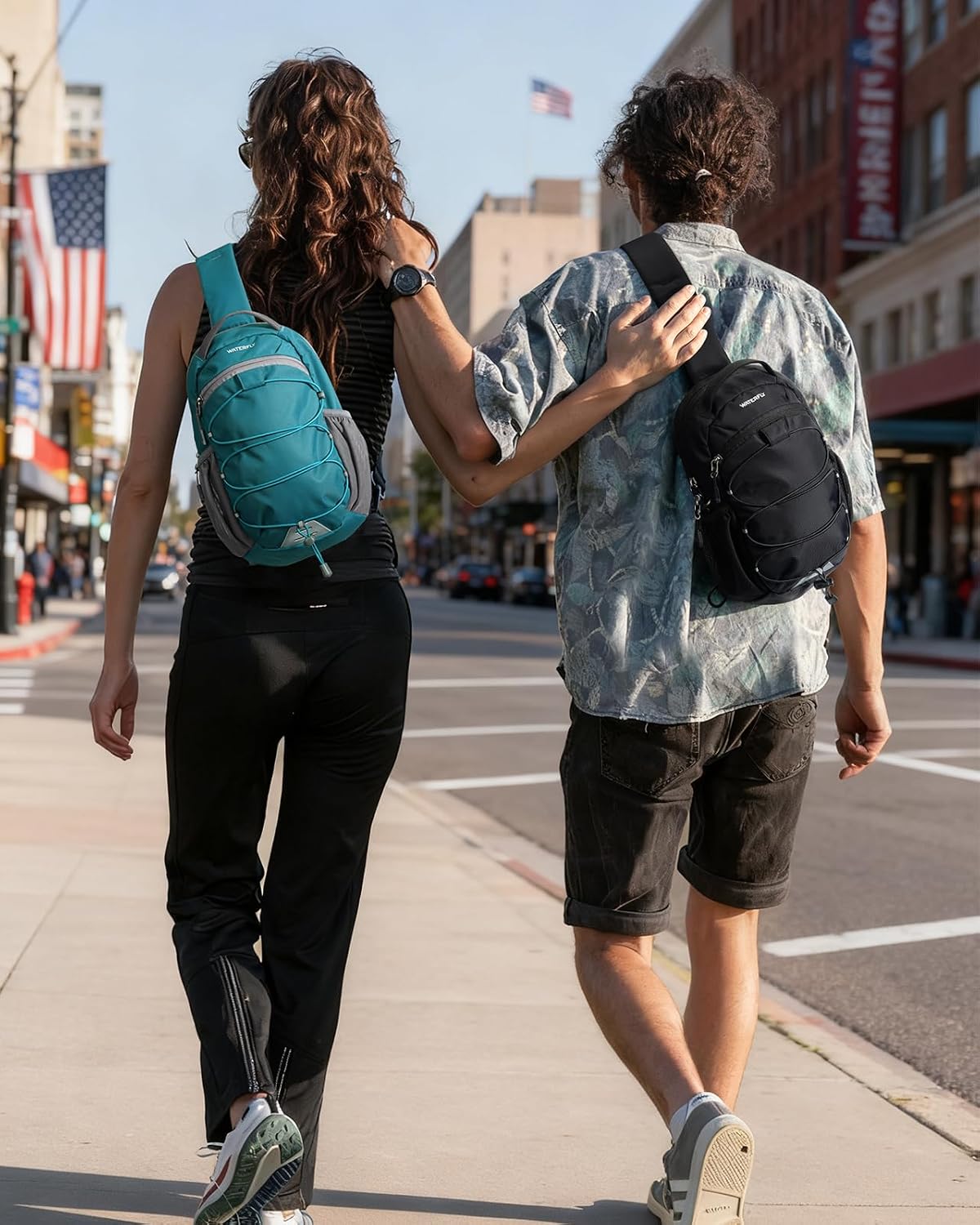 WATERFLY RFID Anti Theft Sling Bag: Small Crossbody Travel Hiking Daypacks