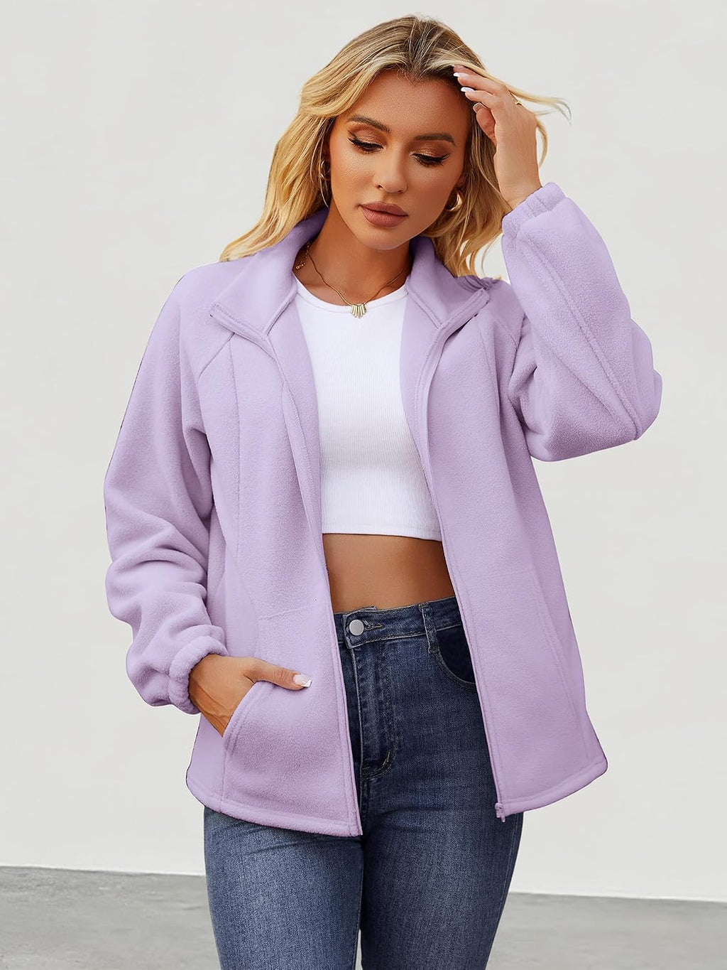UEAL Womens Zip Up Fleece Jacket