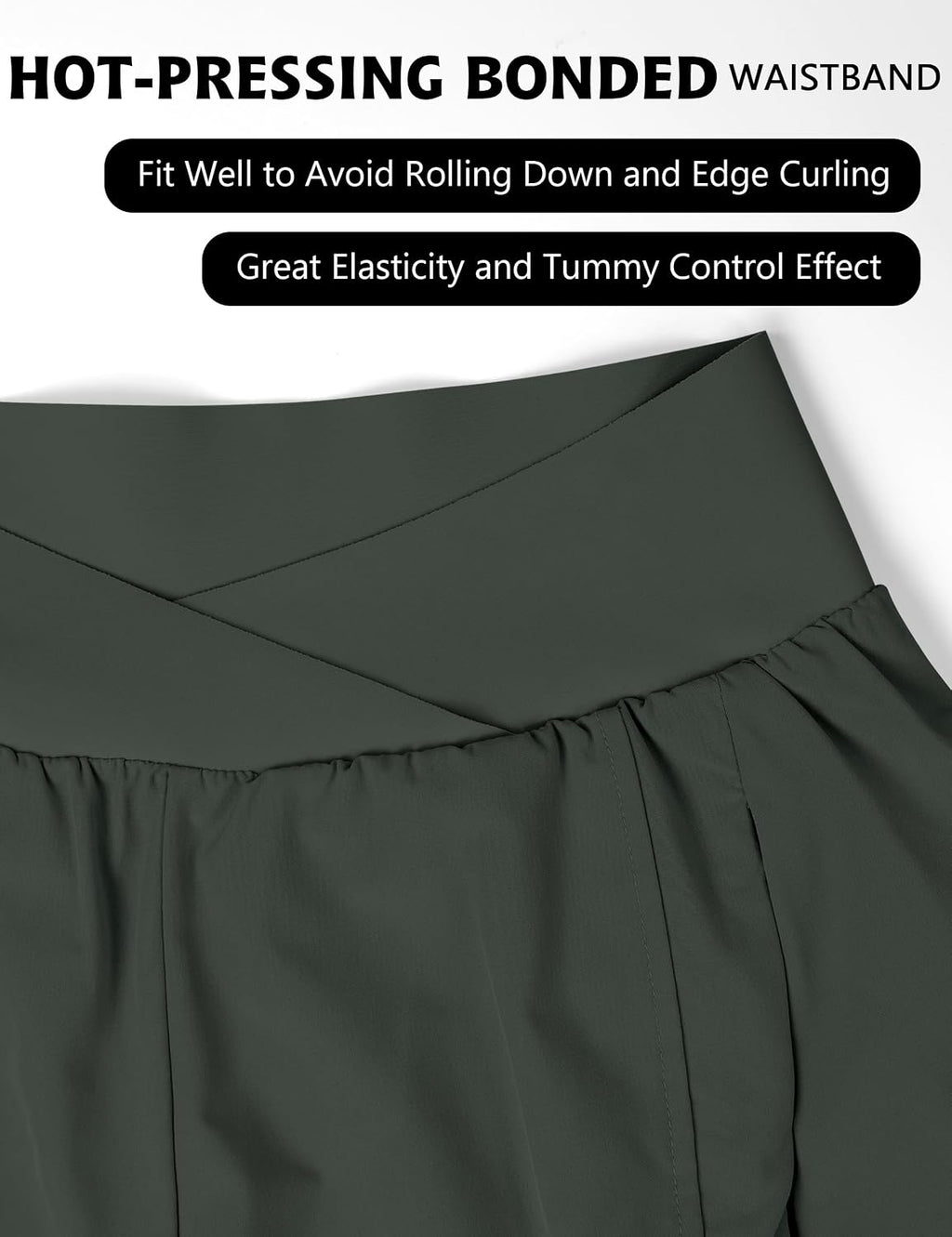 Blooming Jelly Women's Athletic Running Shorts Crossover Gym Workout Shorts