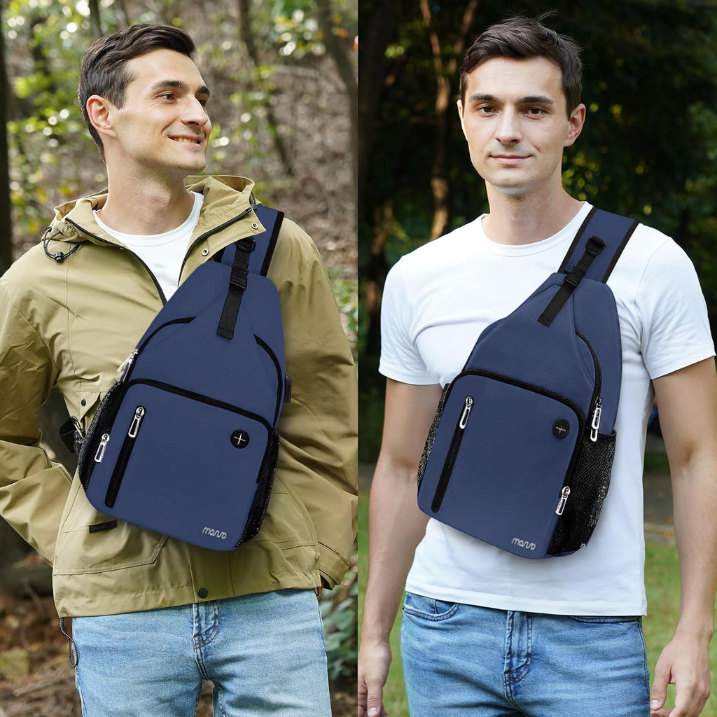 MOSISO Sling Backpack Bag, Crossbody Shoulder Bag Travel Hiking Daypack Chest Bag with Front Square Pocket&USB Charging Port