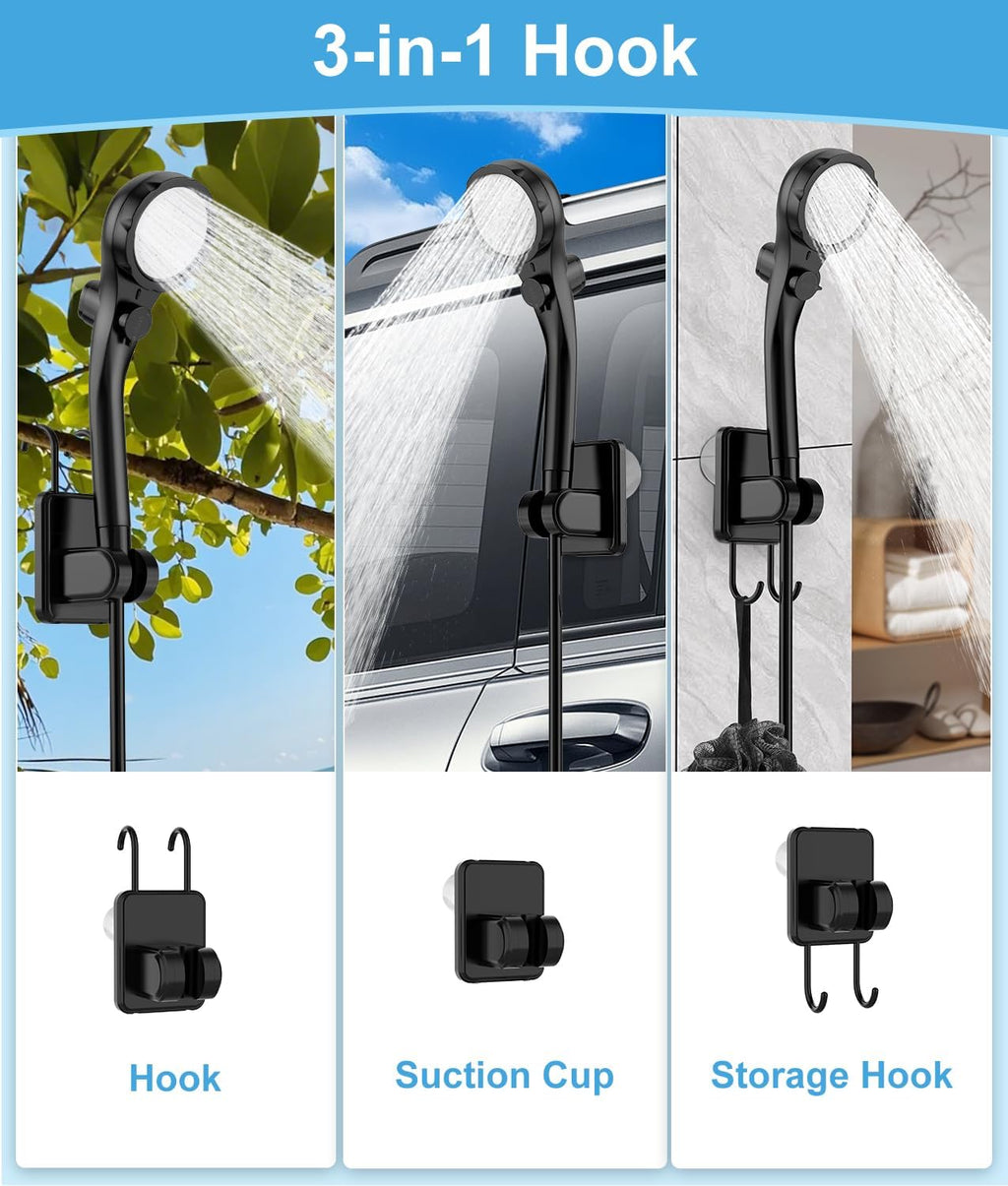 WADEO Portable Shower for Camping, 6000mAh Outdoor Electric Shower Rechargeable Pump with Intelligent Digital Display, Camping Shower Head Nozzle for Camping, Hiking, Traveling, Washing