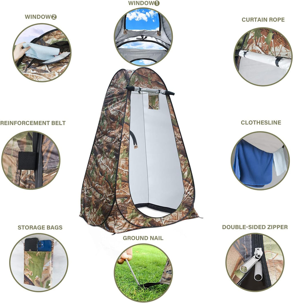Anngrowy Pop Up Privacy Shower Tent - Portable Outdoor Camping Bathroom Toilet Changing Dressing Room - UPF40+ Waterproof