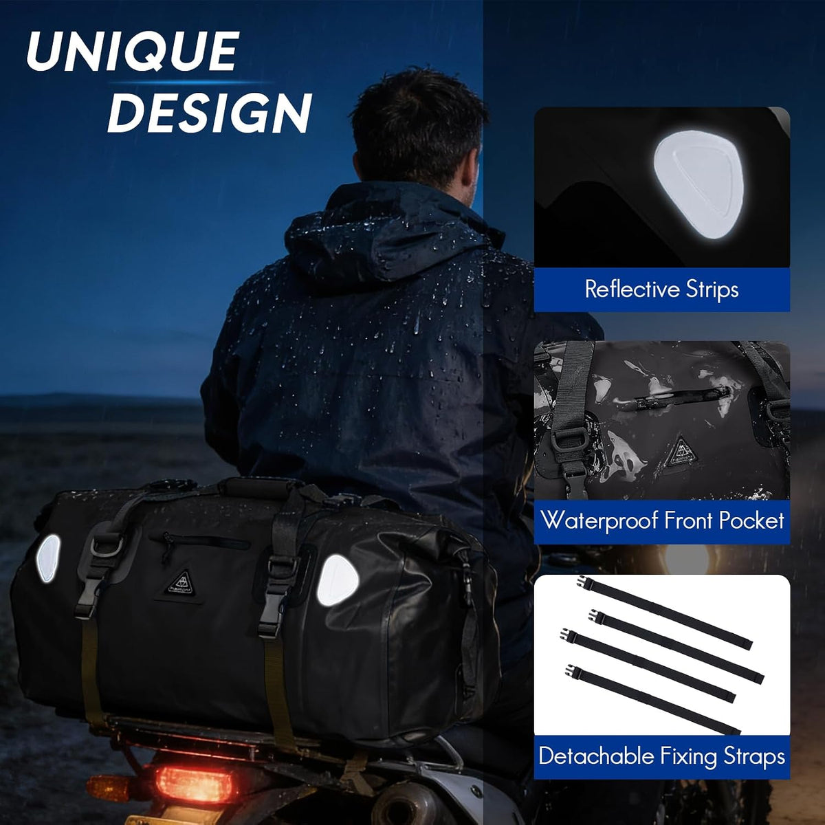 Haimont Waterproof Duffel Bag Roll-top Dry Duffel Bag with Quick-fixed Straps for Motorcycling, Rafting, Boating, SUP, Kayaking, Travel, 50L/70L