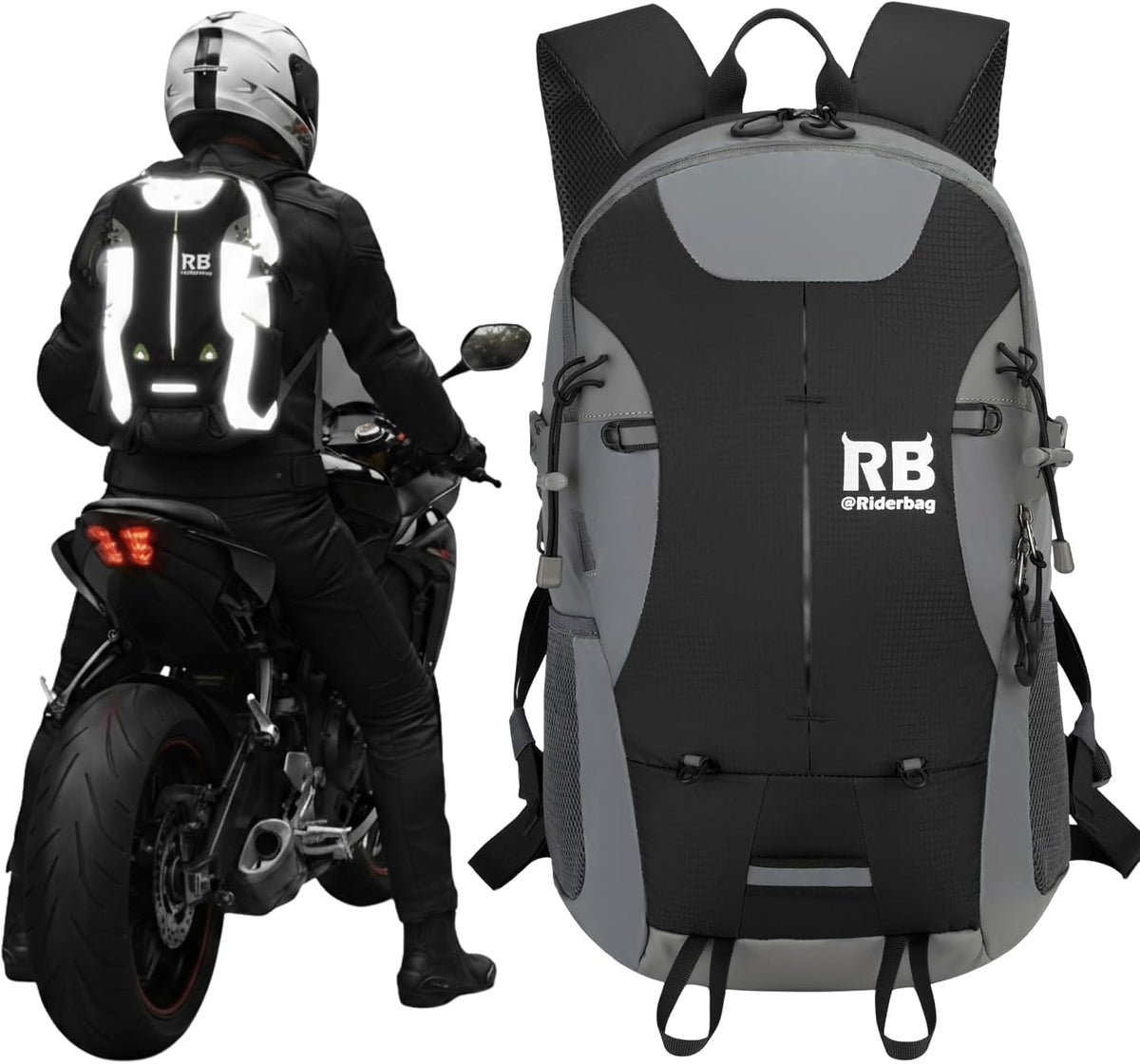 riderbag Reflective Motorcycle Backpack, Hi Viz Commuter Riding Bag