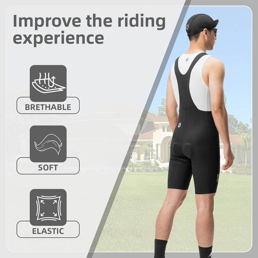 ROCKBROS Cycling Bib Shorts Men Padded Road Bike Shorts Breathable