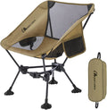 MOON LENCE Portable Camping Chair，Lightweight Backpacking Hiking Chairs,Compact,Foldable,with Anti-Sinking Large Feet for Beach,330 lbs Capacity (Khaki, Standard)