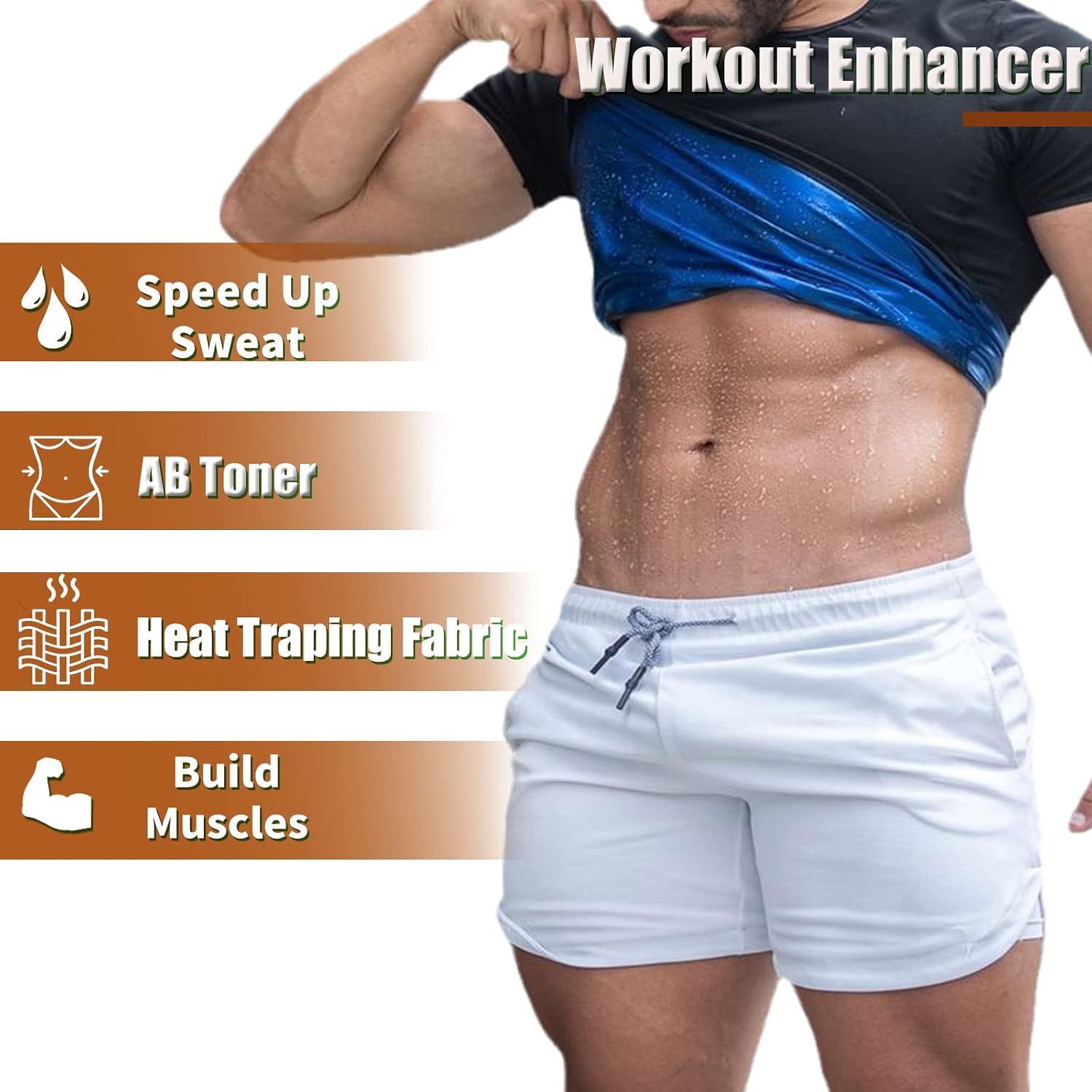 REMEBSWEAT Sauna Sweat Suits Shirt for Men Sweat Suit Compression T-Shirt Workout Sports Shapewear Gym Exercise Jacket