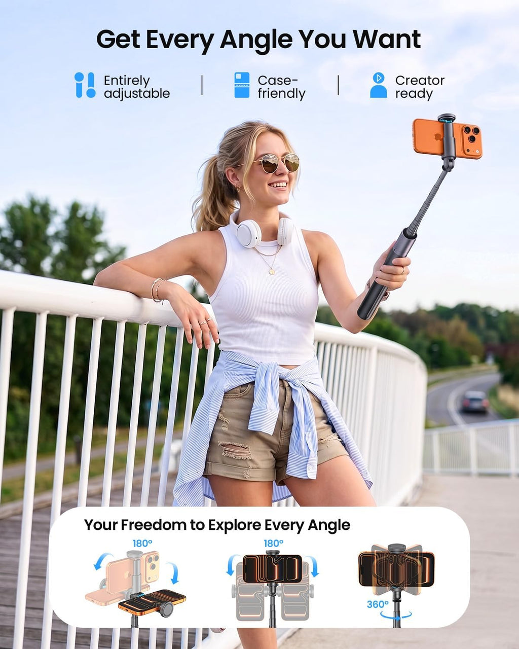LOXP 67'' Phone Tripod with Remote, 0.01s Auto-Open for Content Creator