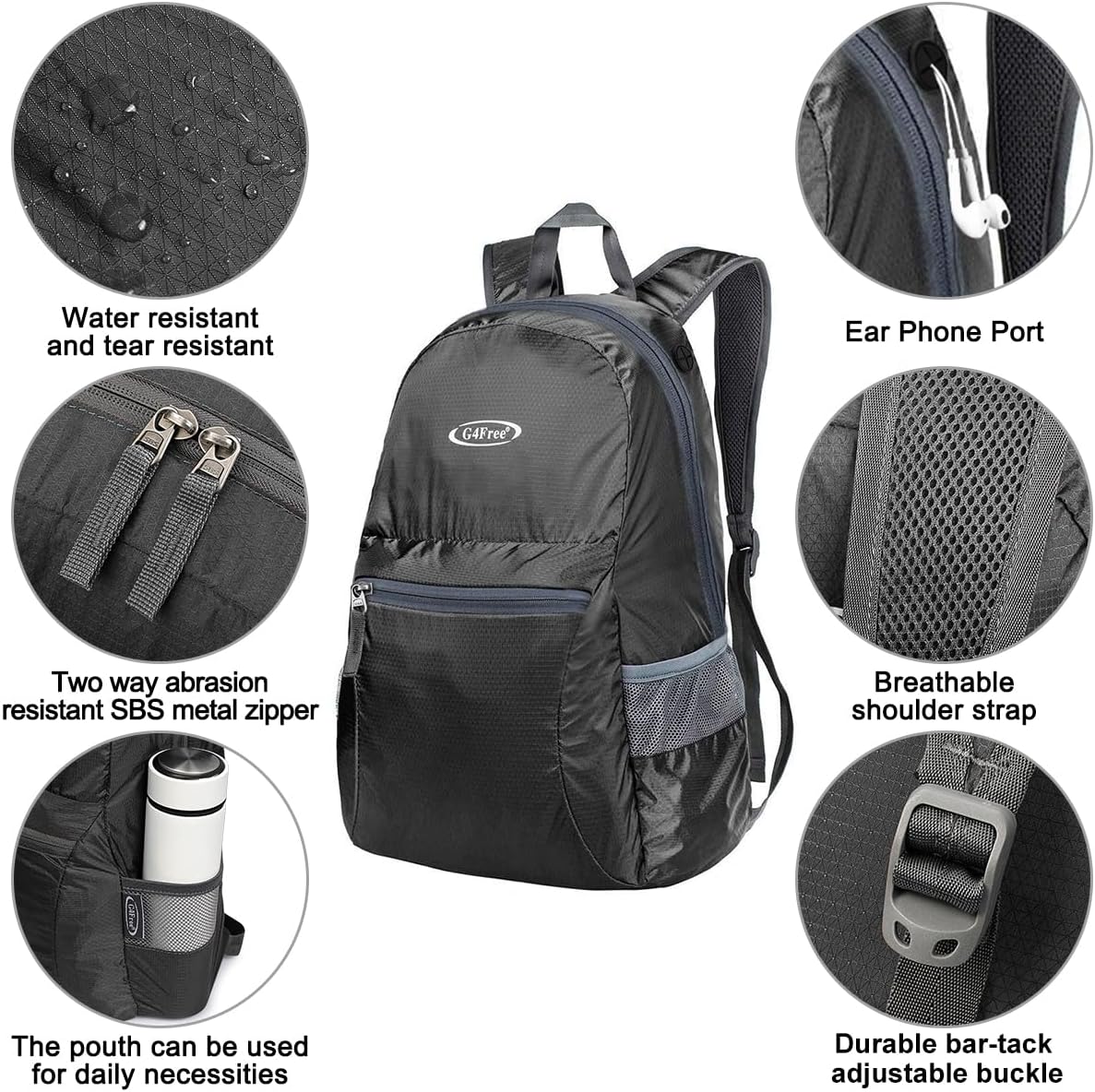 G4Free 20L Small Packable Travel Hiking Backpack for Men Women