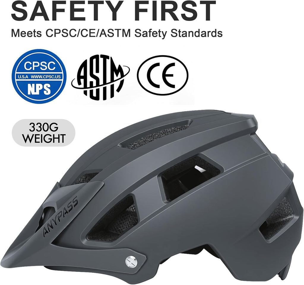 Mountain Bike Helmet Adult Men Women - Ultra Comfort, Super Lightweight Bicycle Helmets, MTB Cycling Gear Biking Accessories with Adjustable Fit & Removable Sun Visor