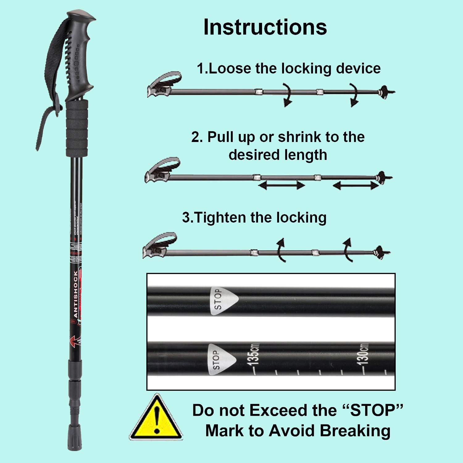 Aihoye Hiking Trekking Poles, 2 Pack Walking Hiking Sticks for Men &Women