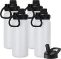 DOMICARE 16 oz Kids Water Bottle for School Stainless Steel Double Wall Vacuum Insulated Water Bottle with Straw lids & Spout Lid, Leakproof BPA Free (White,4)