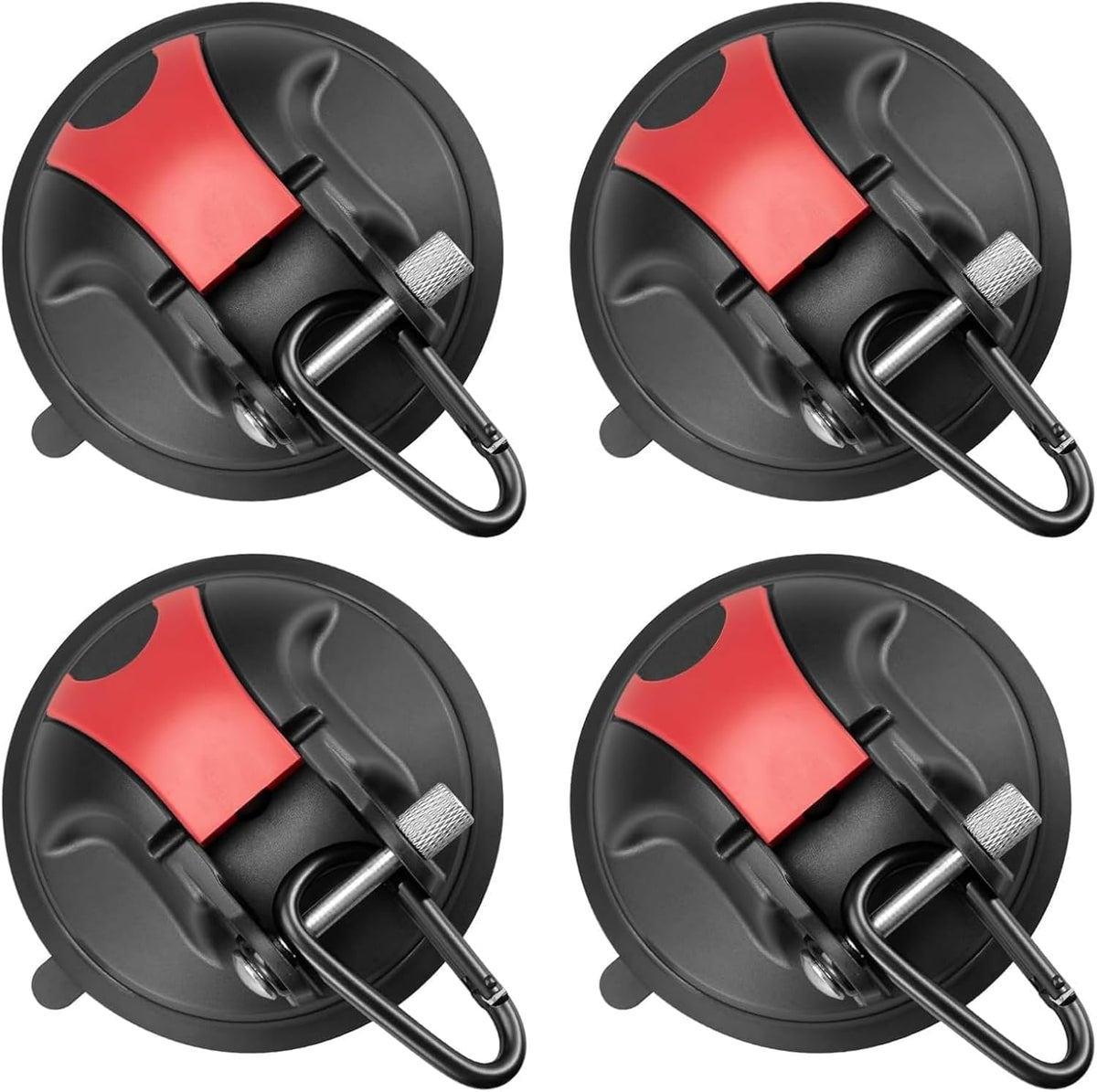Magicbox 4 Pack Heavy Duty Suction Cup Hooks, Up to 44 lb, Vacuum Button Suction Cups with Hooks, No Drill Reusable Suction Cup Anchors for RV, Car Awning, Camping Tarp, Glass & Tile