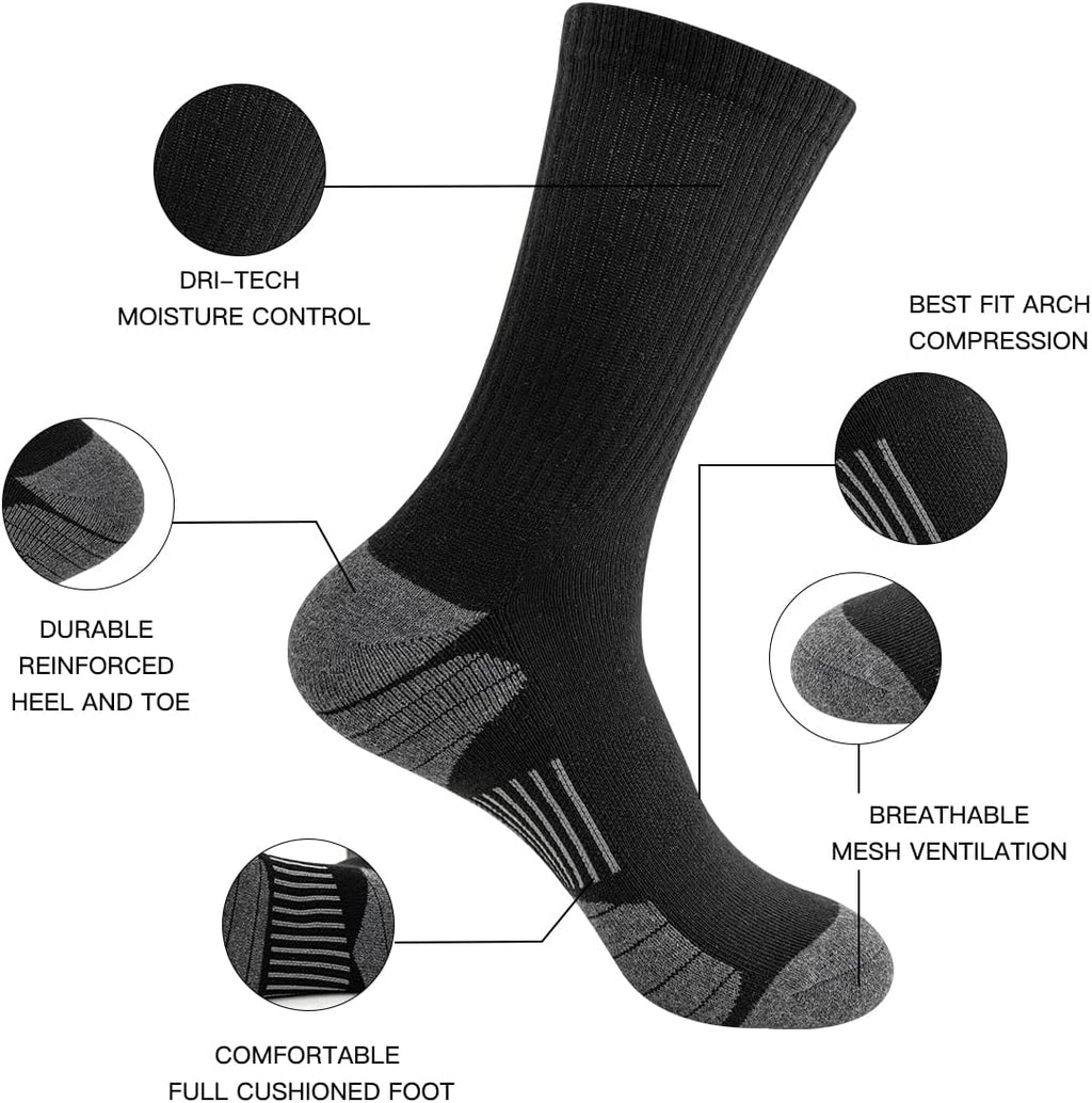 JOYNÉE 8 Pairs Mens Athletic Crew Socks Cushion Running Work Breathable Outdoor Socks for Men