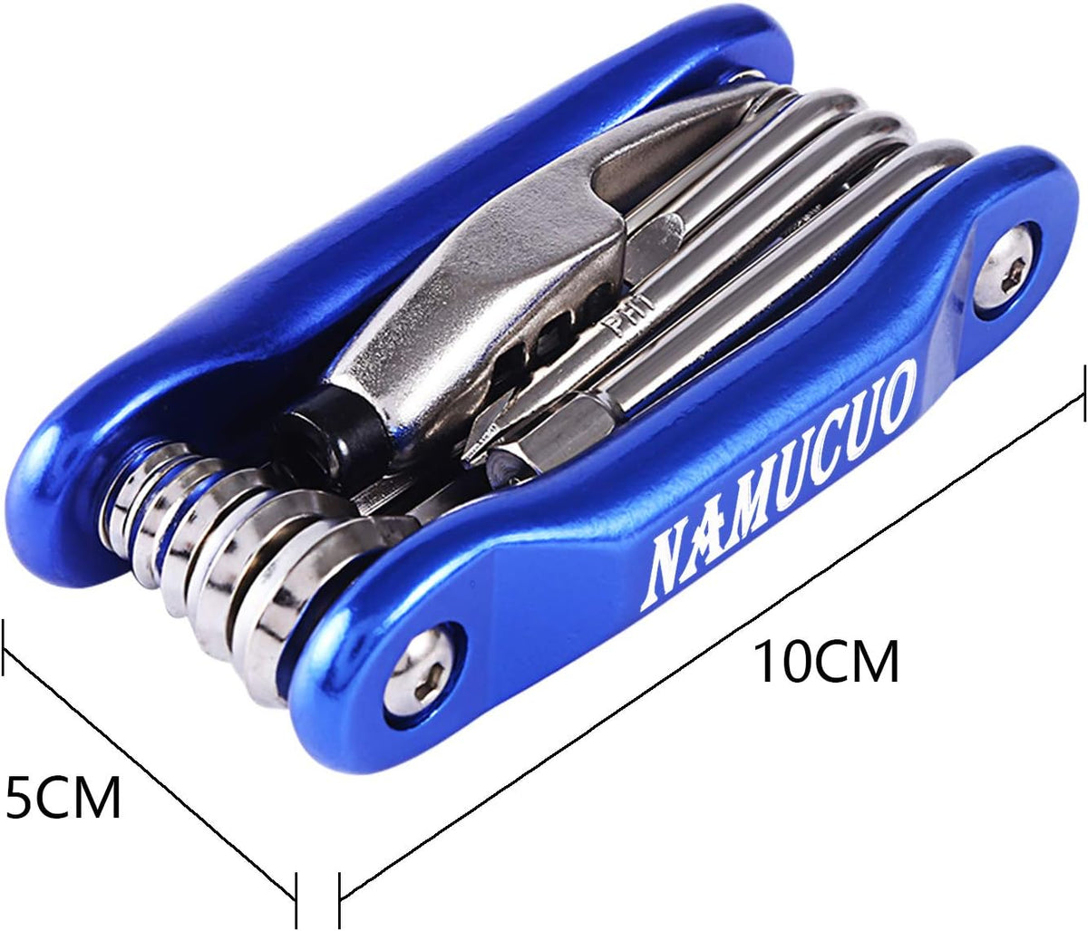 YBEKI 10-in-1 Bike Repair Kit with, 3-in-1 Tire Levers, Glueless Patches, Multifunctional Bone Wrench & Waterproof Saddle Bag | Compact Bicycle Multi-Tool Kit for Emergency Roadside Repairs