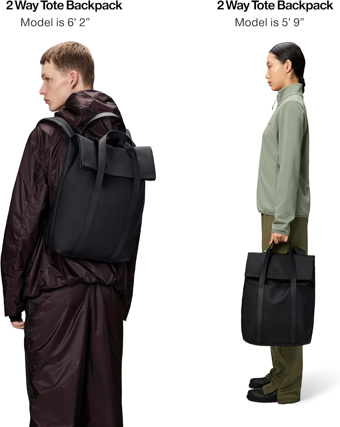 RAINS 2 Way Tote Backpack - Waterproof Convertible Laptop Bag, 4 Gallon