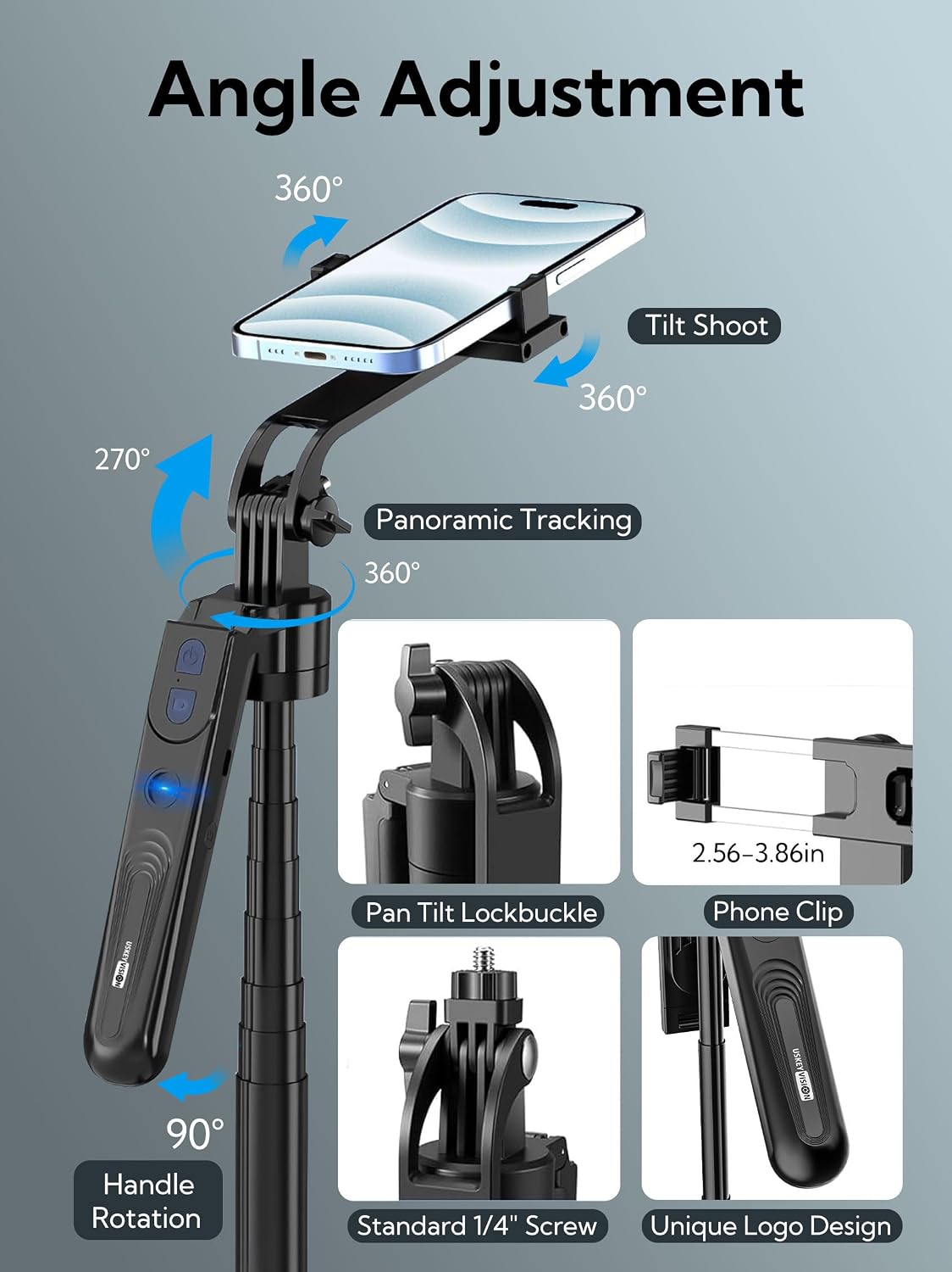 USKEYVISION 70.9" Auto Face Tracking Tripod 360° Rotation w/Light(UTK-02)