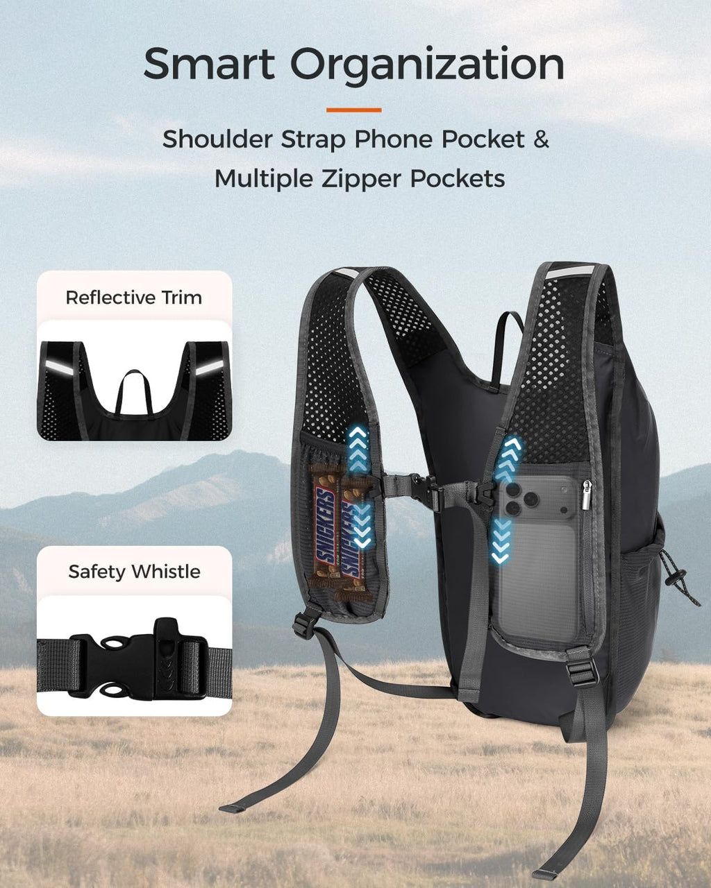 ECOHUB Small Hiking Daypacks Men 15L Lightweight Backpack for Travel Grey